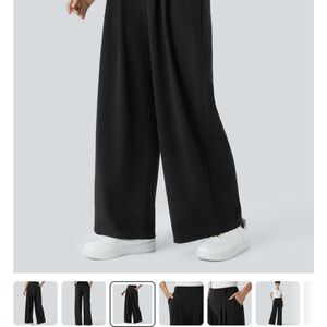 Halara High Waisted Black Wide-Leg Waffle Work Pants